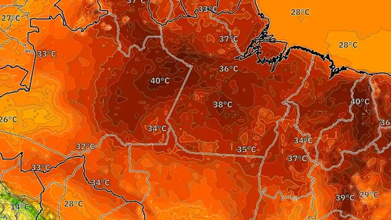 As máximas chegam a 37 °C. Chuva forte traz alagamentos locais. O maior volume de chuva cai na quinta-feira.