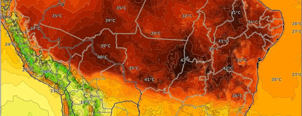 O calor atinge o pico de 36 °C. O risco de alagamento cresce com chuva forte. Uma frente fria traz trégua no meio da semana.